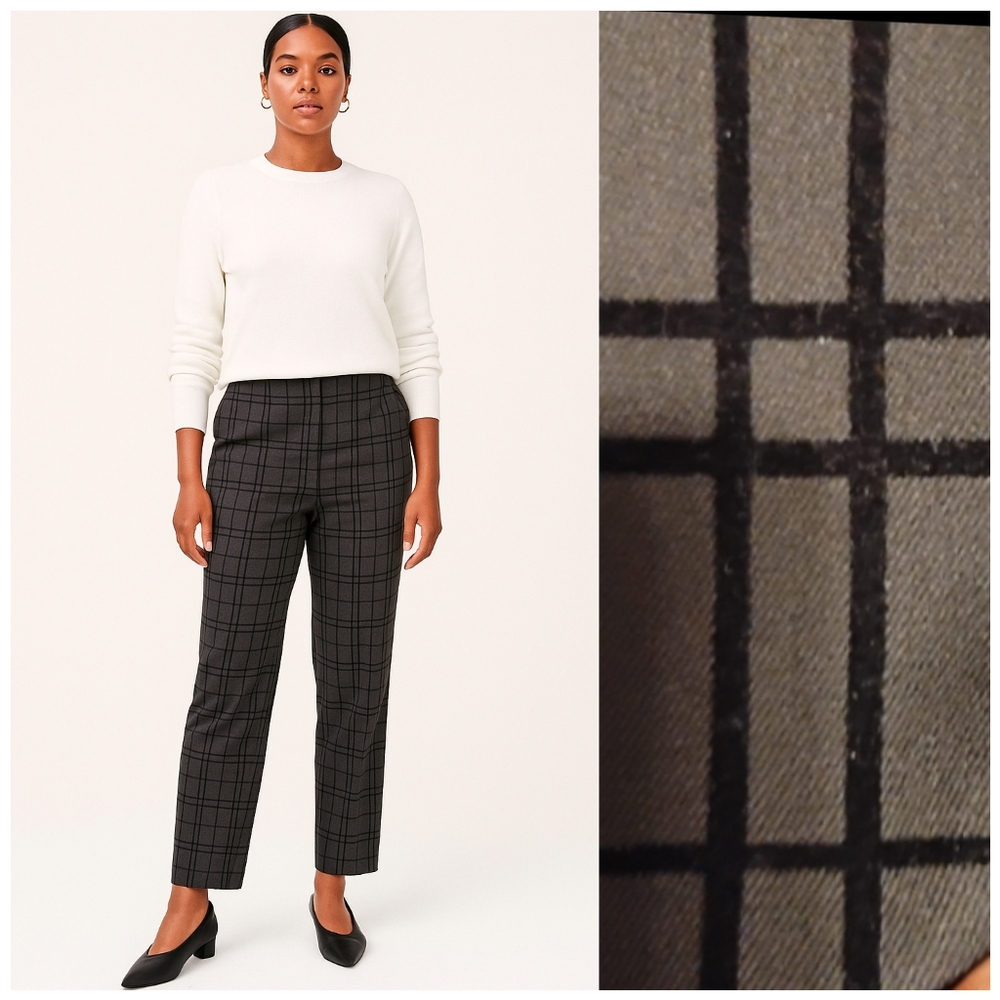 Dark Academia Talbots Stretch Plaid High Waist Black Pants Velvet Stripes 10